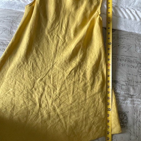 Keen Linen Asymmetrical Mustard Yellow Dress, Sz S - Picture 5 of 9
